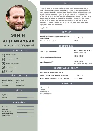 Beden Eğitimi Öğretmeni CV Örnekleri cv indir